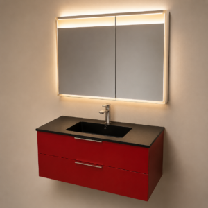 Destockage meuble de bain rouge lave